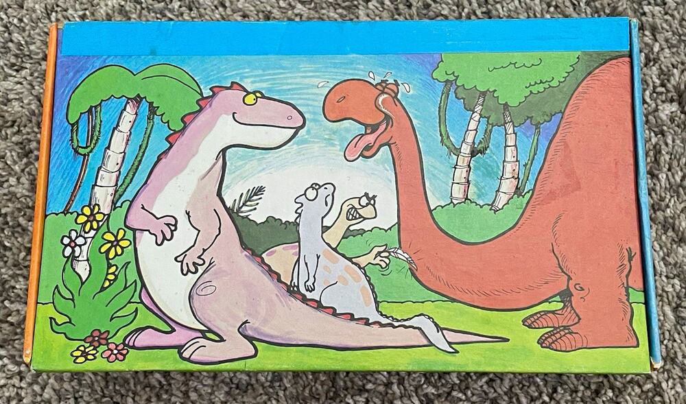 Vintage Dinosaur Cartoon Cardboard Pencil Pen Case Box Lebanon Packaging School